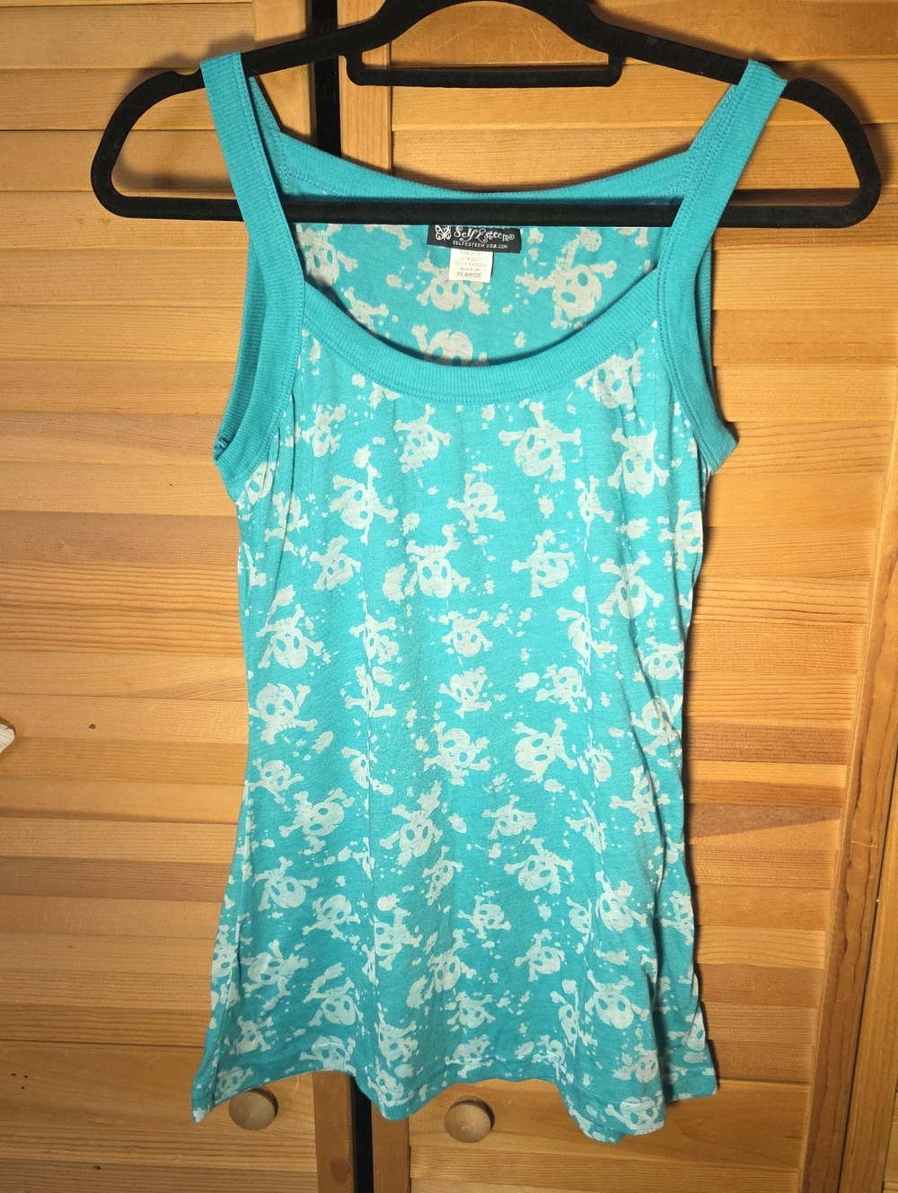 Aqua Skull-Print Tank Top